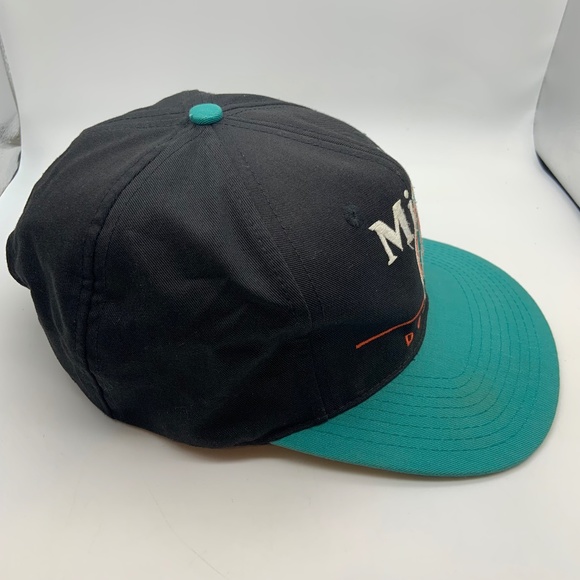 Vintage 90s Eastport Miami Dolphins Retro Logo Team NFL Snapback Hat Teal/Black - Picture 4 of 13